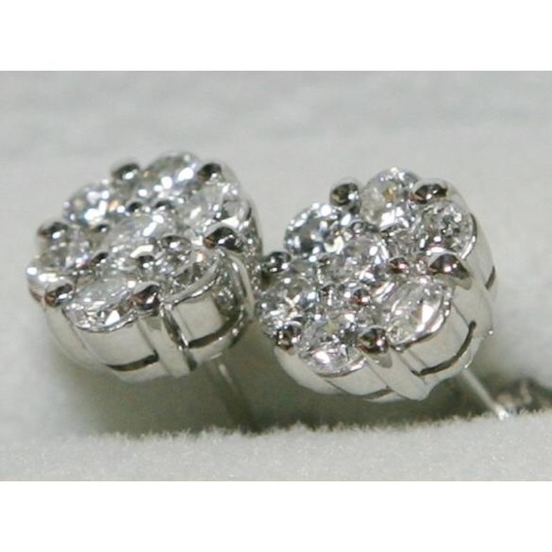 PT 900 フラワー ダイヤ ピアス プラチナ 2.62g 0.7ct 花 | LINE