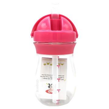 OXO tot 寶寶啾吸管杯  弧形瓶身設計  寶寶好抓不滑手 不易潑濺鴨嘴吸口設計  莓果粉  250ml  1個