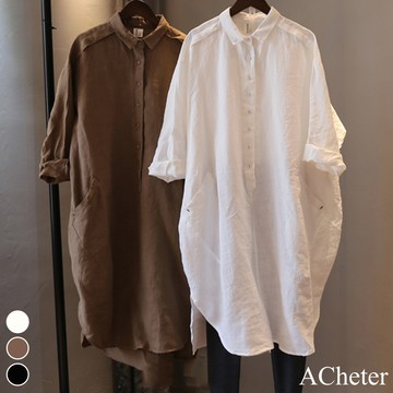 【ACheter】春款大碼休閒文藝原創中長款襯衫# 111612(現貨+預購)