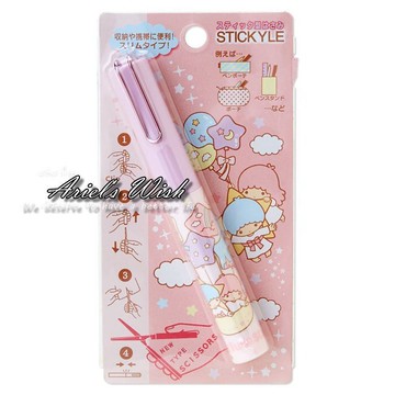 日本Sanrio三麗鷗限定kiki lala雙子星星月亮-隨身攜帶式收納筆型剪刀手做小剪刀