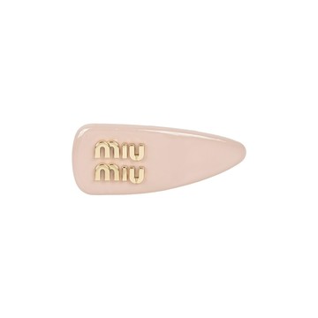 MIU MIU Logo 標誌漆皮皮革髮夾(粉色) 5IF092 069 F0236
