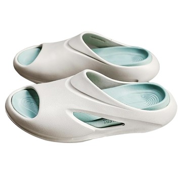 bebehome 輕便厚底防滑休閒潮流拼色洞洞鞋 EVA材質  灰藍色  42~43號