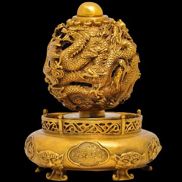 黃銅扭轉乾坤九轉乾坤鼎擺件九龍戲珠風水家居客廳店鋪招財工藝品