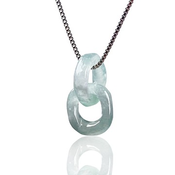 【永恆同心】冰種翡翠環環相扣項鍊 | 天然緬甸玉A貨翡翠 | 送禮