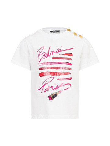 balmain "lipstick" logo t-shirt