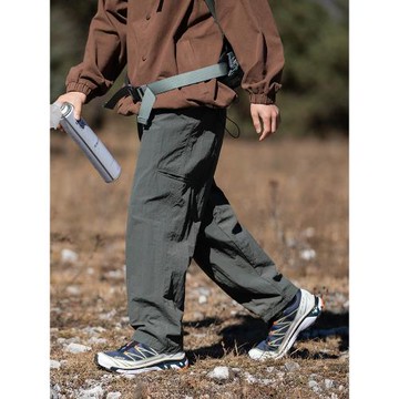 原創日系休閑褲男秋季美式工裝山系戶外長褲寬松機能直筒傘兵褲子