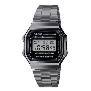 【CASIO 卡西歐】復古經典 電子錶 煙燻灰 冷光照明 自動月曆 A168WGG (A168WGG-1A)