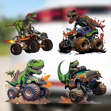 【MR.ZAKKA】創意萬用裝飾貼紙-動物主題 卡通恐龍吉普車 4款任選 兒童房布置 DIY可移式壁貼 無痕壁貼 牆貼