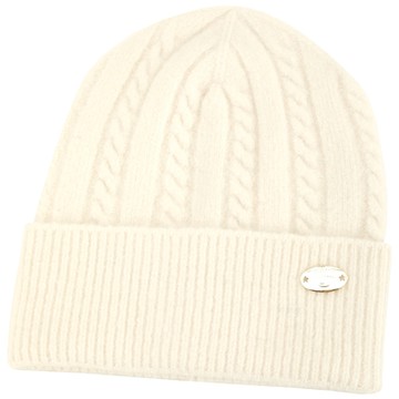 Chiara Ferragni 眨眼星星金屬標羊毛混紡反摺針織帽(白色)