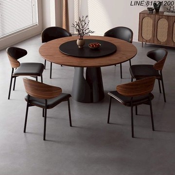 岩板餐桌 實木餐桌 大理石餐桌 圓桌 長桌 飯桌 免運附發票 家用實木餐桌巖板餐桌椅組合圓形小戶型古風轉盤中古圓桌飯桌 支持訂製 可組裝