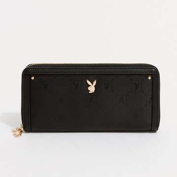 PLAYBOY - 拉鍊長夾  Brilliant系列 - 黑色