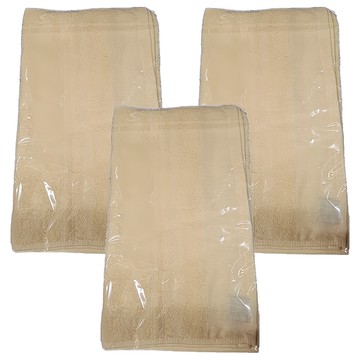 來福牌HS0524緞條素色毛巾 34x79cm 台灣製造 純棉親膚 吸水速乾  鵝黃色  3入