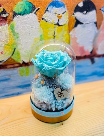永生花康乃馨玫瑰 玻璃瓶夜燈 客製化刻字牌