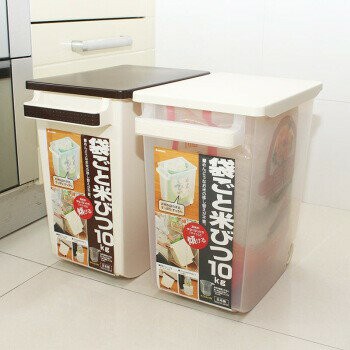 日本製【INOMATA】連袋式大型米桶附輪(顏色隨機)