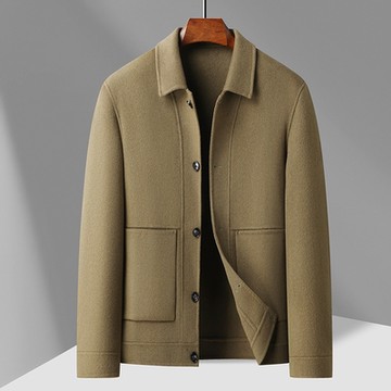[米蘭精品] 羊毛夾克休閒外套-簡約翻領雙面呢羊毛夾克男外套3色74id25