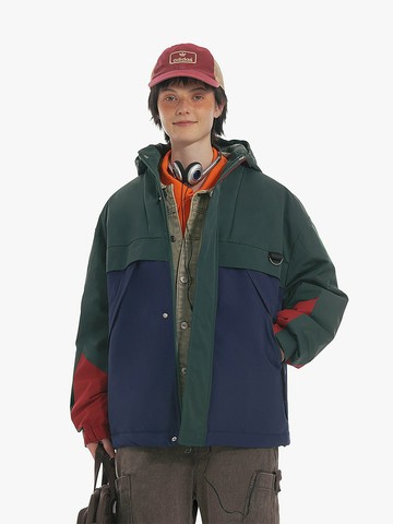 Unvesno (UN) 拼接復古保暖沖鋒衣防風棉服外套加厚保暖 CT-2180
