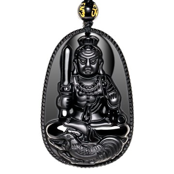 黑曜石不動尊本命佛吊墜男女款屬雞的不動明王十二生肖項鏈佛吊墜
