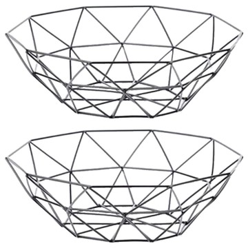 natureahn 斜紋鐵製水果零食籃 黑色  S(26 x 8cm)  2個