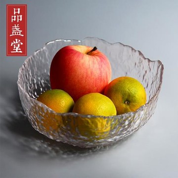 日式大號手工錘紋玻璃茶洗水洗建水功夫茶具配件水盂建水果沙拉碗