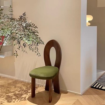 英式輕奢家居設計餐椅復古北歐人魚椅實木小戶型化妝靠背椅簡約風 雙11全館免運