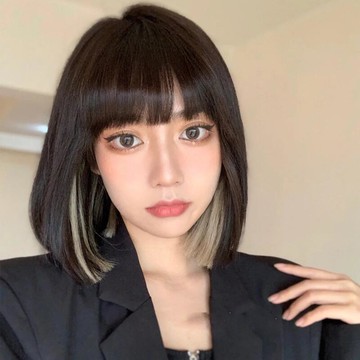 掛耳 染 鎖骨 發齊 劉海 cd 變裝 偽娘 假髮 學生頭 短直 發 男 扮 女裝 大佬 發套