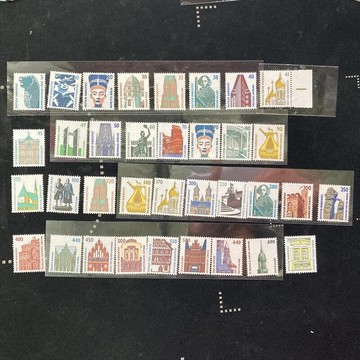 精品快銷 德國1987-96年發行 普票 建筑機場雕塑 工藝品古董 郵票35枚 MNH