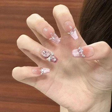 🎀台灣出貨🎀穿戴新款貓眼爆閃蝴蝶法式高階顯白ins純手工可拆卸手工美甲