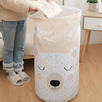 E.City 可愛動物圓形束口衣物棉被袋收納袋 43x43x82cm PEVA材質  顏色隨機  2個