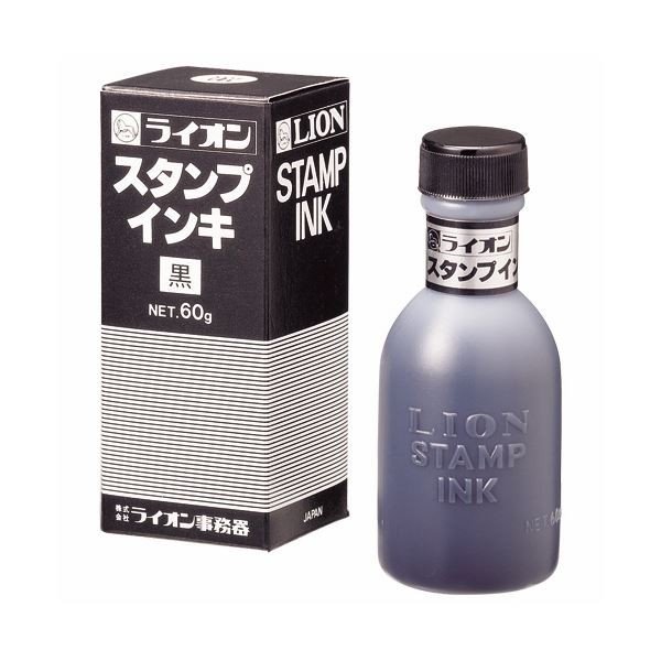 (まとめ) ライオン事務器スタンプ台No.23・CS13専用補充インキ 水性染料 60g 黒 2号 1個 (×10)