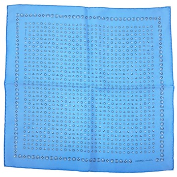 【二手名牌BRAND OFF】HERMES 愛馬仕 藍色 絲綢 絲巾 45*45