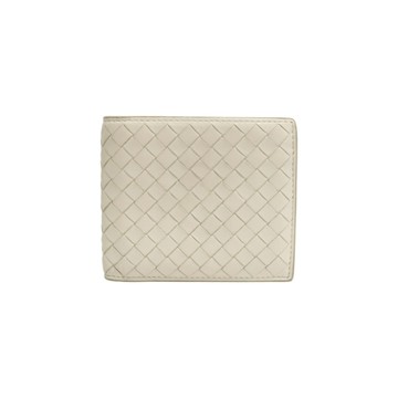 BOTTEGA VENETA BV 寶緹嘉 白色 編織羊皮 兩折 短夾 【二手名牌BRAND OFF】
