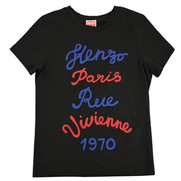 KENZO 2TS068 滿版燙印草寫標誌棉質短T恤.黑