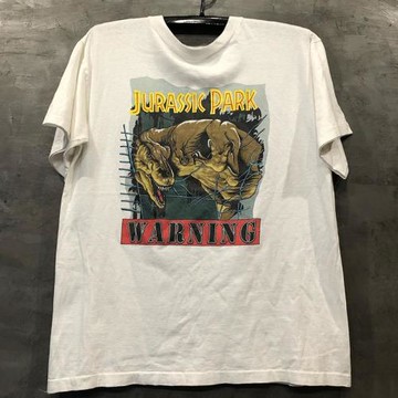 霸王龍恐龍公園電影周邊短袖美式街頭vintage復古潮流男女痞帥T恤