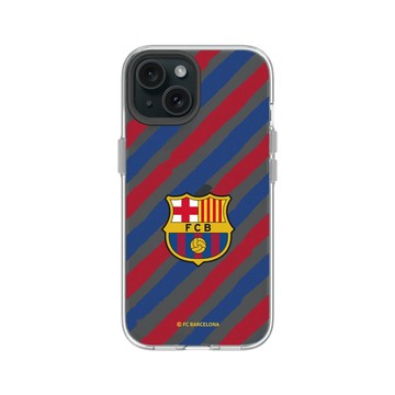iPhone 15 Clear 透明 - FC Barcelona - Logo - Striped Background