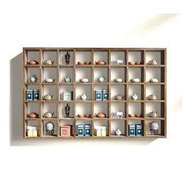 茶架 壁掛茶架 茶具收納架 杯架 燒桐博古架掛墻多寶閣展示架實木中式現代簡約茶架壁掛式置物架