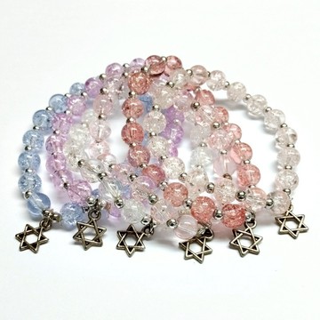 夢幻氣質璀璨琉璃小清新魔法學院風爆花水晶六芒星手環手串