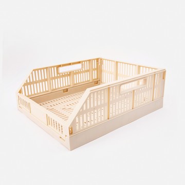 可折疊斜口收納籃M 米白