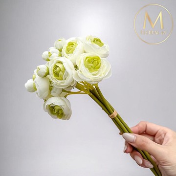 法式浪漫復古茶花開心果綠仿真花花材(6入組)