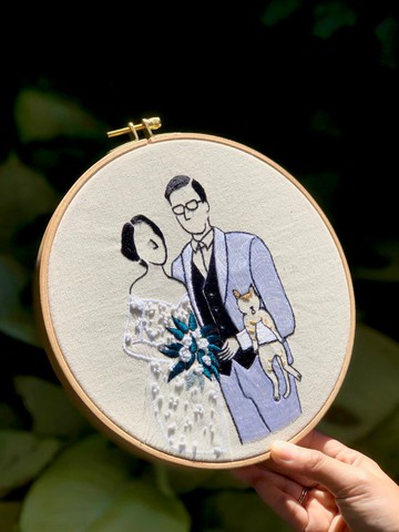 新婚祝福-客製化刺繡21x21cm