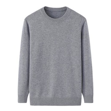 加厚純羊絨衫男圓領秋冬寬松商務休閑素面保暖針織毛衣毛衫E2726