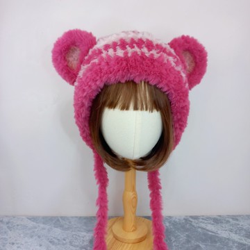 桃汁小熊帽 護耳帽 耳朵可拆
