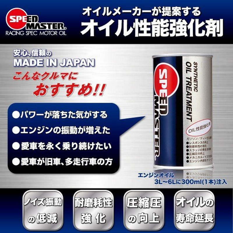 エンジンオイル 添加剤 スピードマスター Oil Treatment 300ml 多走行などにより低下したエンジンの圧縮圧改善 通販 Lineポイント最大get Lineショッピング