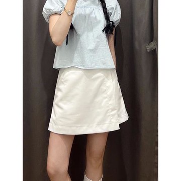 鹽系白色開叉半身裙女2025夏季新款小個子設計感高腰顯瘦a字短褲