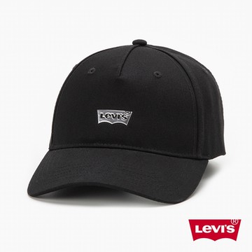 Levis 男女同款 可調式環釦丹寧棒球帽 / 精工金屬刻印Logo 黑