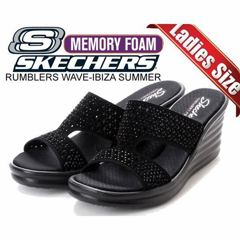 スケッチャーズ サンダル Skechers Rumblers Wave Ibiza Summer Blk 厚底サンダル レディース ウエッジソール ラインストーン ウィメンズ ブラック 通販 Lineポイント最大0 5 Get Lineショッピング