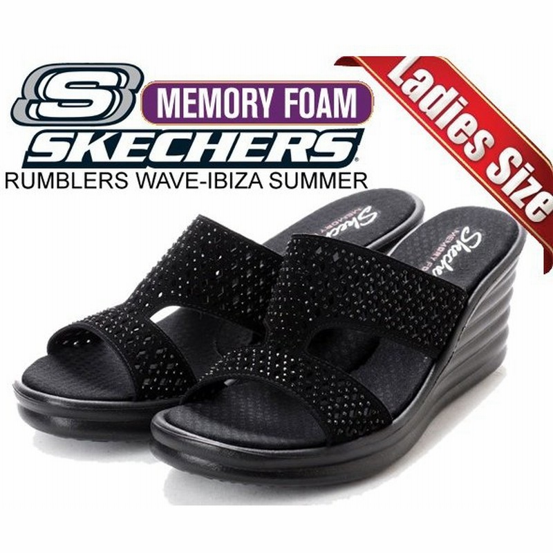 スケッチャーズ サンダル Skechers Rumblers Wave Ibiza Summer Blk 厚底サンダル レディース ウエッジソール ラインストーン ウィメンズ ブラック 通販 Lineポイント最大0 5 Get Lineショッピング