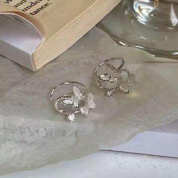 🎁新年快樂🎁快速出貨【OCTOBER 16Th】S925純銀雙層蝴蝶無耳洞耳環耳扣 開運 生日禮物 閨蜜禮物 情人節禮物 交換禮物 客製化禮物  JUL 08