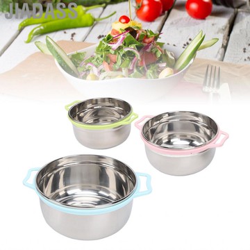 jiadass 帶蓋攪拌碗 3 件套不銹鋼嵌套碗多功能沙拉易於清潔存儲食物準備剩菜