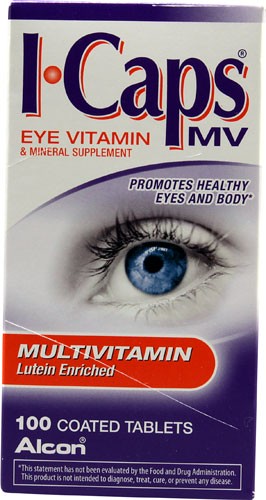 Alcon I-Caps Eye MultiVitamin Lutein Enriched 100 Coated Tablets