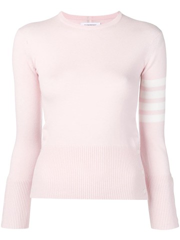 Thom Browne - stripe detail jumper - women - Cashmere - 46 - Pink
